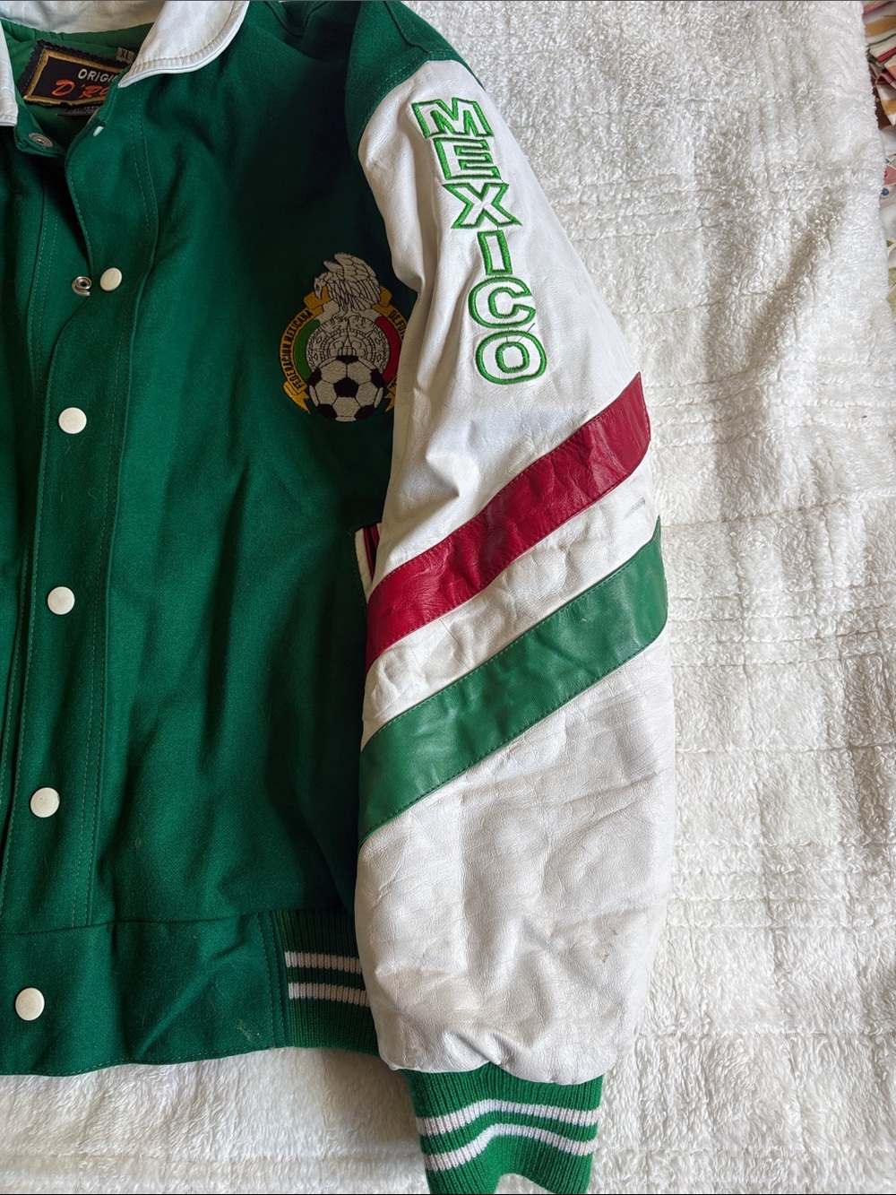 D’Roan Mexico Liga Nacional Vintage & Rare Leather/Wool Jacket XL - Picture 3 of 8